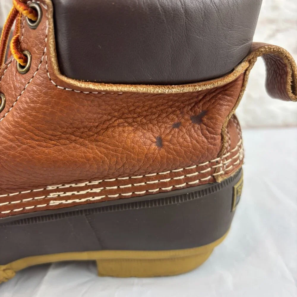 L.L. Bean Women's 9 / 9.5 Brown Leather Lace-up Rubber Waterproof Duck Boots - Picture 5 of 9